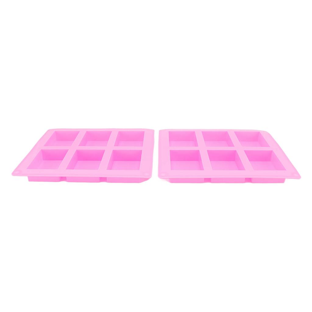 2Pcs Silicone Mold 6 Grids Heat Resistant Flexible Reusable Silicone Mold for Making Soaps Baking Cakes Muffins