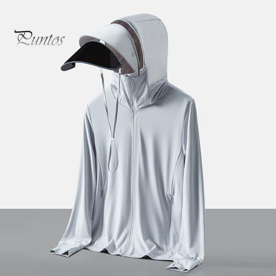 

Мужская солнцезащитная одежда со съемными полями, дышащее сетчатое пальто с длинными рукавами и боковыми карманами, верхняя одежда с защитой от ультрафиолета L синий