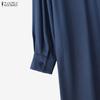 ZANZEA Elegant Women Lapel Neck Long Sleeve Buttons Splits Casual Long Shirts Dress