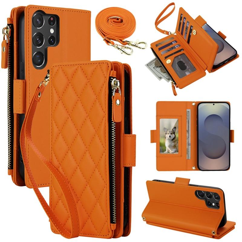 Phone Case for Samsung Galaxy S26 FE S25 Edge S24 Ultra S23 Plus S22 Crossbody Zipper Wallet with 9 Card Slots Cover Lanyard Bag