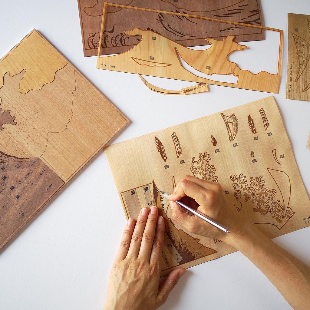 KINOWA [Under the Great Wave Off Kanagawa] Woodblock Printing Kit, Original Handmade Ukiyo-e, Hokusai's Thirty-six Views of Mount Fuji, Made In Japan