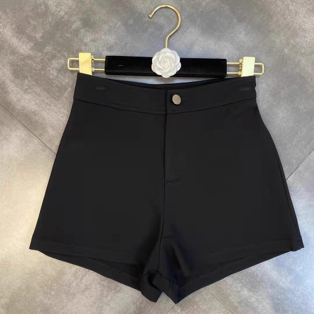 

Женские черные шорты с высокой талией, утягивающие, горячие, осенний уличный стиль, эластичные, облегающие бедра, универсальные M чёрный