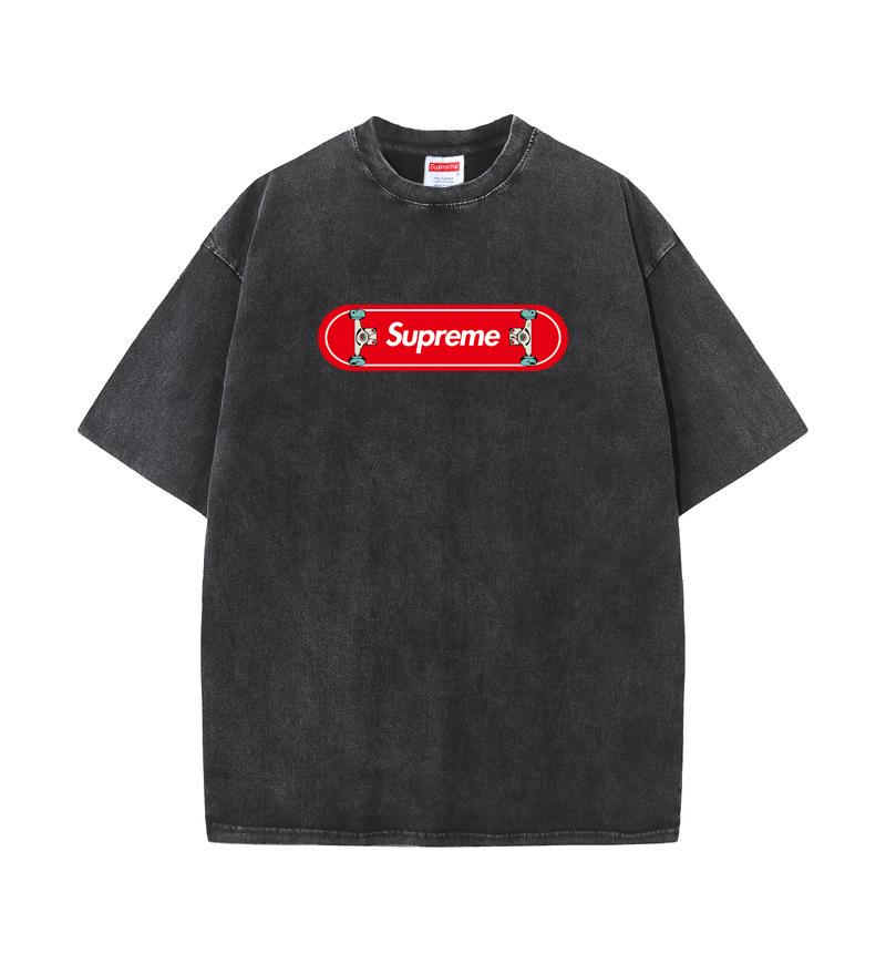 

SX-08 Supreme 2025 Summer New Washed and Worn Red pattern Printed Short Sleeved T-shirt Made of Cotton Loose and Retro T-shirt XXL фіолетовий