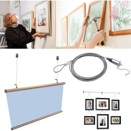 Y-Yakunitatsu Picture Hangers, Set of 5, 50cm Long, 2mm Diameter, Stainless Steel Wire, for Picture Rails, Hanging Hardware, Frame Holder, with Adjust