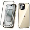 iPhone 15 Case, Magnetic Dual Glass, Gold