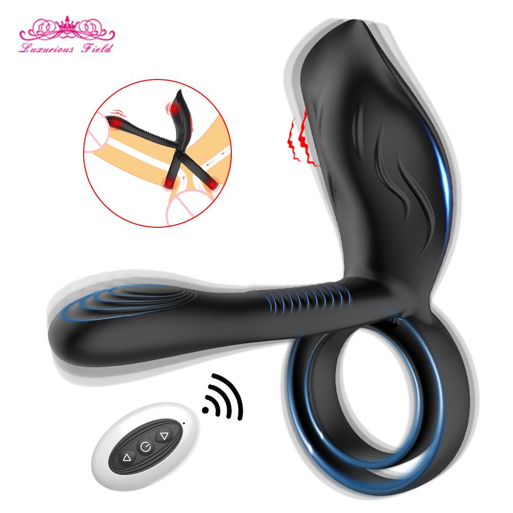 Vibrating Penis Ring Dual Cock Ring For Couple Wireless Remote Control Clitoral Stimulation Delayed Ejaculation Sex Toys For Men