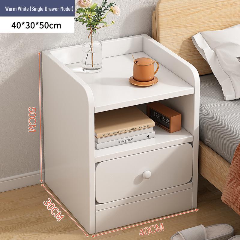Compact Bedside Table with Storage Shelf for Small Spaces