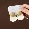 European Retro Geometric Raffia Earrings: Vacation-Style Wooden Hollow Long Accessories for Women