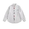 Unisex Retro Striped Long-Sleeve Embroidered Shirt: Versatile Casual Wear for Spring & Autumn