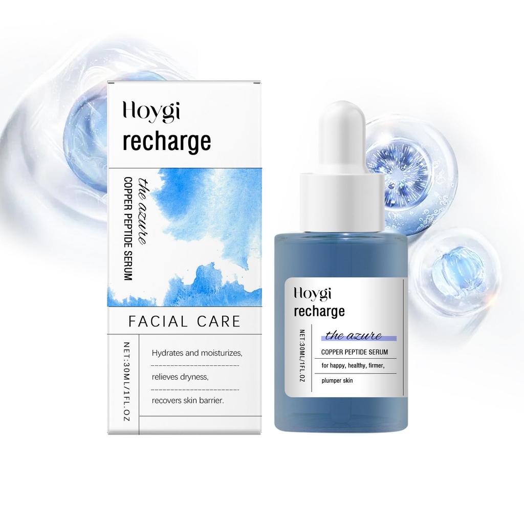 Blue Copper Peptide Facial Serum Anti-Aging Treatment Helps Firm Skin Deep Hydration Gentle Care Improve Skin Texture Brighten