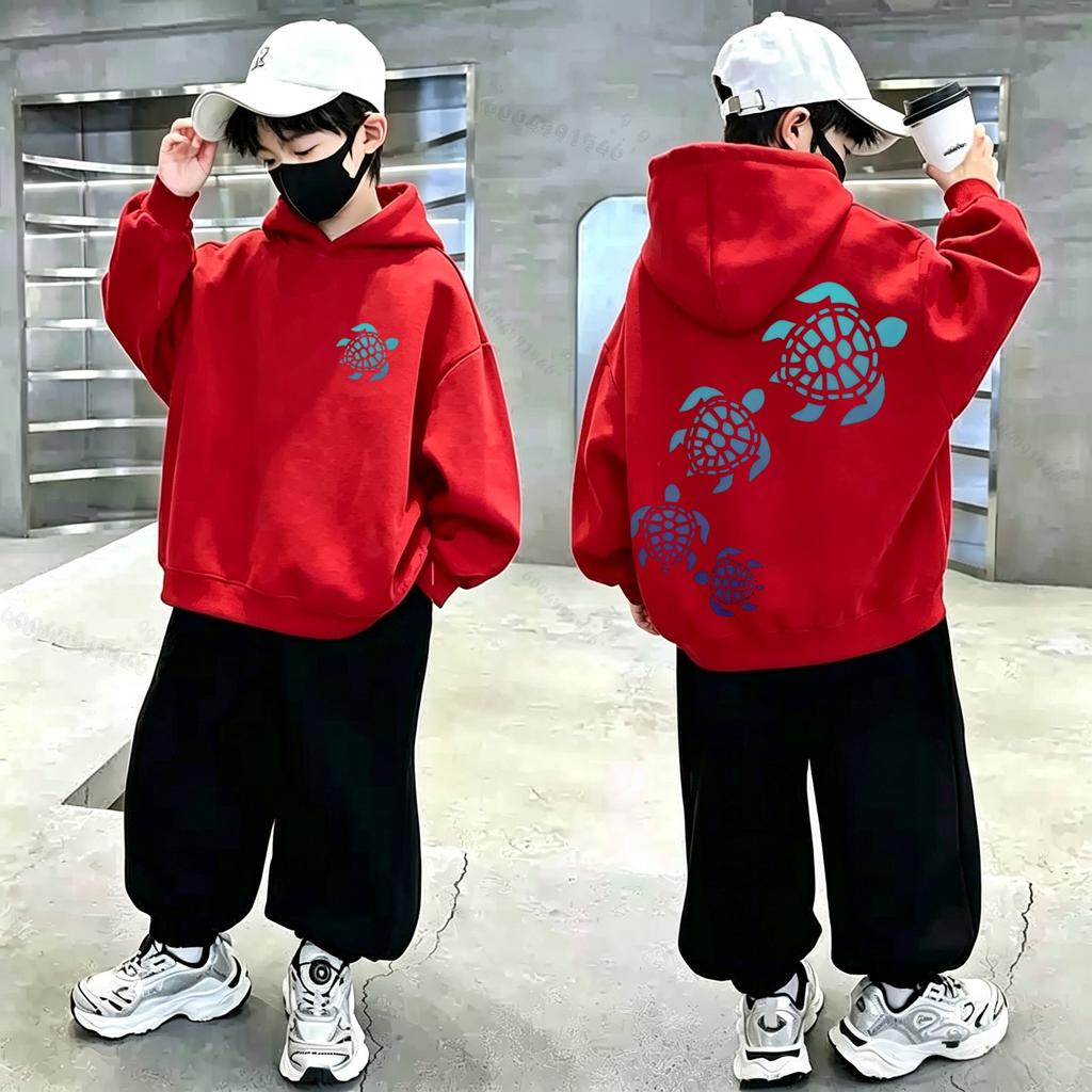 Latest Autumn-winter Collection - Colorful Turtle Kids Hoodie - Large Size Trendy Pullover Hoodie for Children