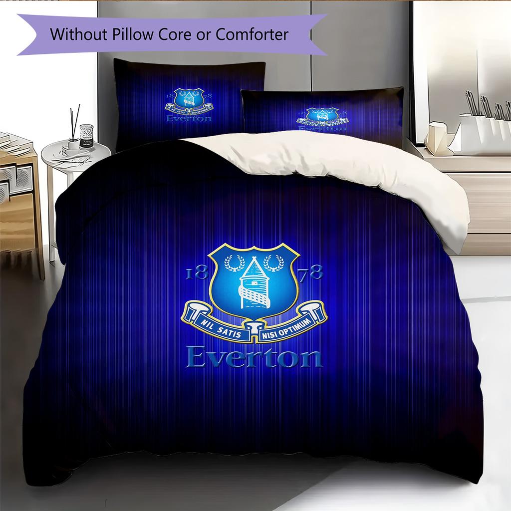 Everton F.C.  Pattern Bedding Quilt Set  Home Decoration  Gift (1 * Duvet Cover + 2 * Pillowcase  Without Core)