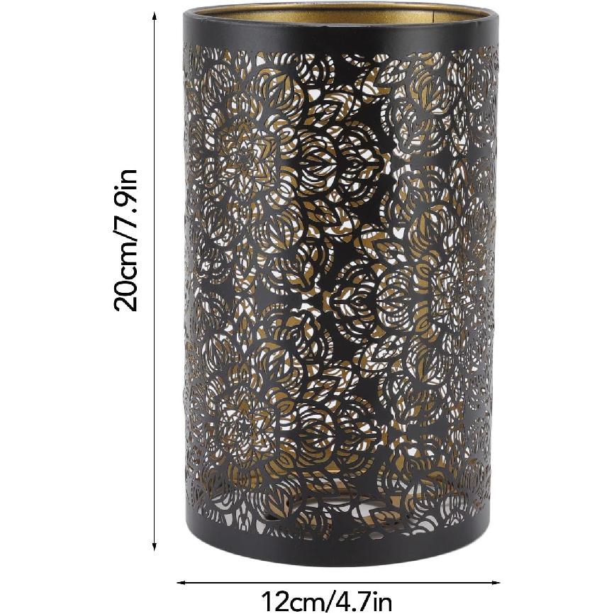 HYWHUYANG Lamp Shade, Hollow Carving Lamp Shade, Metal Cylindrical Circular Lamp Shade, Detachable Decorative Nightstand Lamp, E27 E26 Lamp Shade,