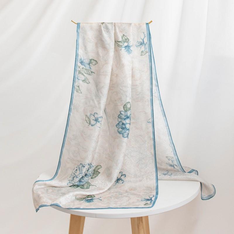 Silk Scarf Long Shawl Mom Floral Print Satin Wrap Gift Lightweight Breathable