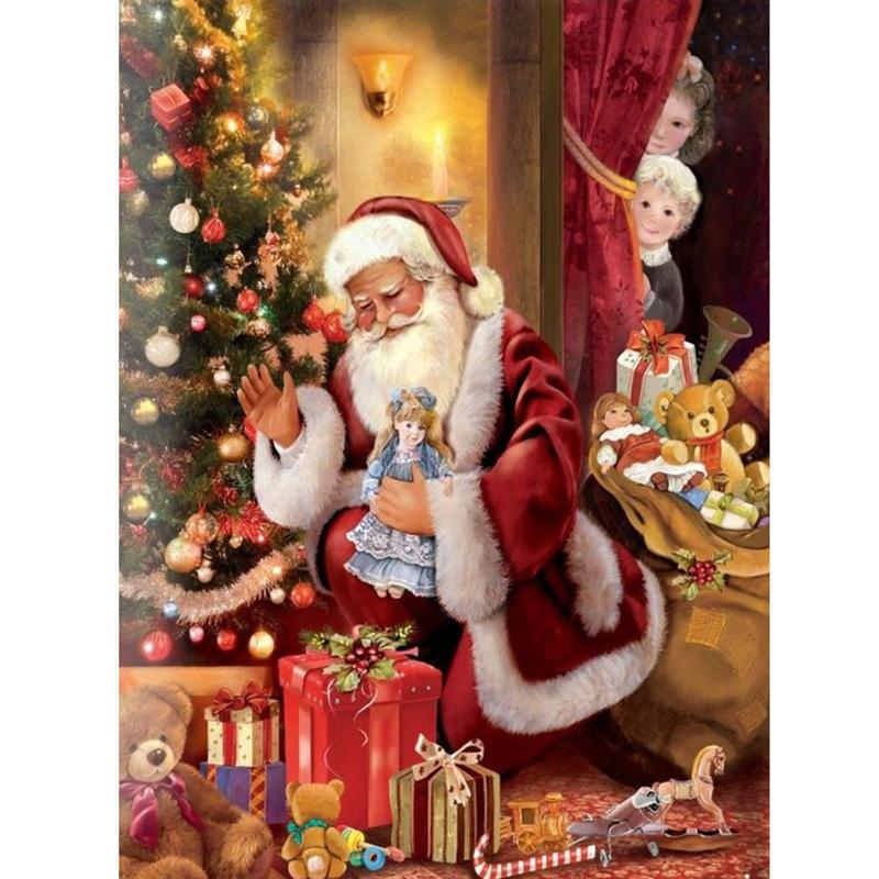 DIY 5D Diamond Painting Santa Claus Cartoon Full Round Drill Diamond Embroidery Christmas Winter Snow Cross Stitch Home Decor