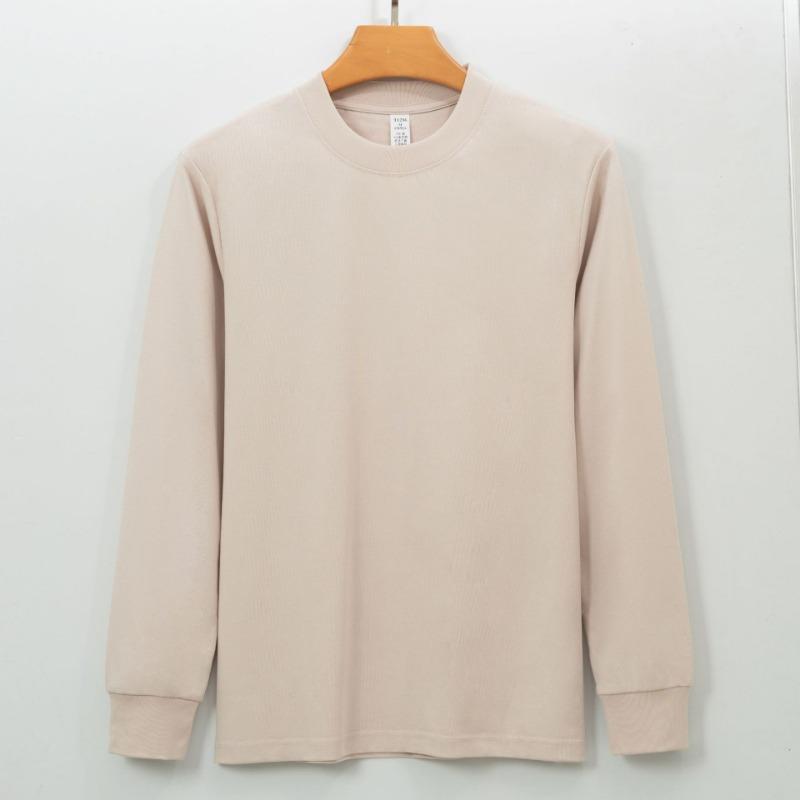 Men Thick Solid Long Sleeve Crew Neck Casual Bottoming T Shirt