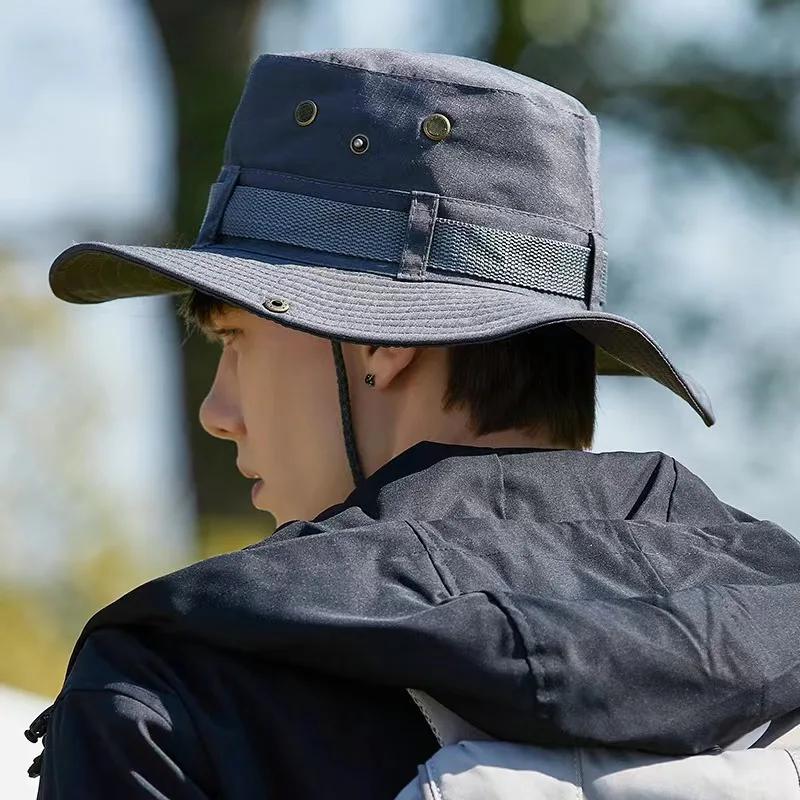 Unisex Summer Outdoor Fishing Hiking Bucket Hat Wide Brim Fordable Fishermen Sunsreen Hat Men Women Camping Visors Panama Hats