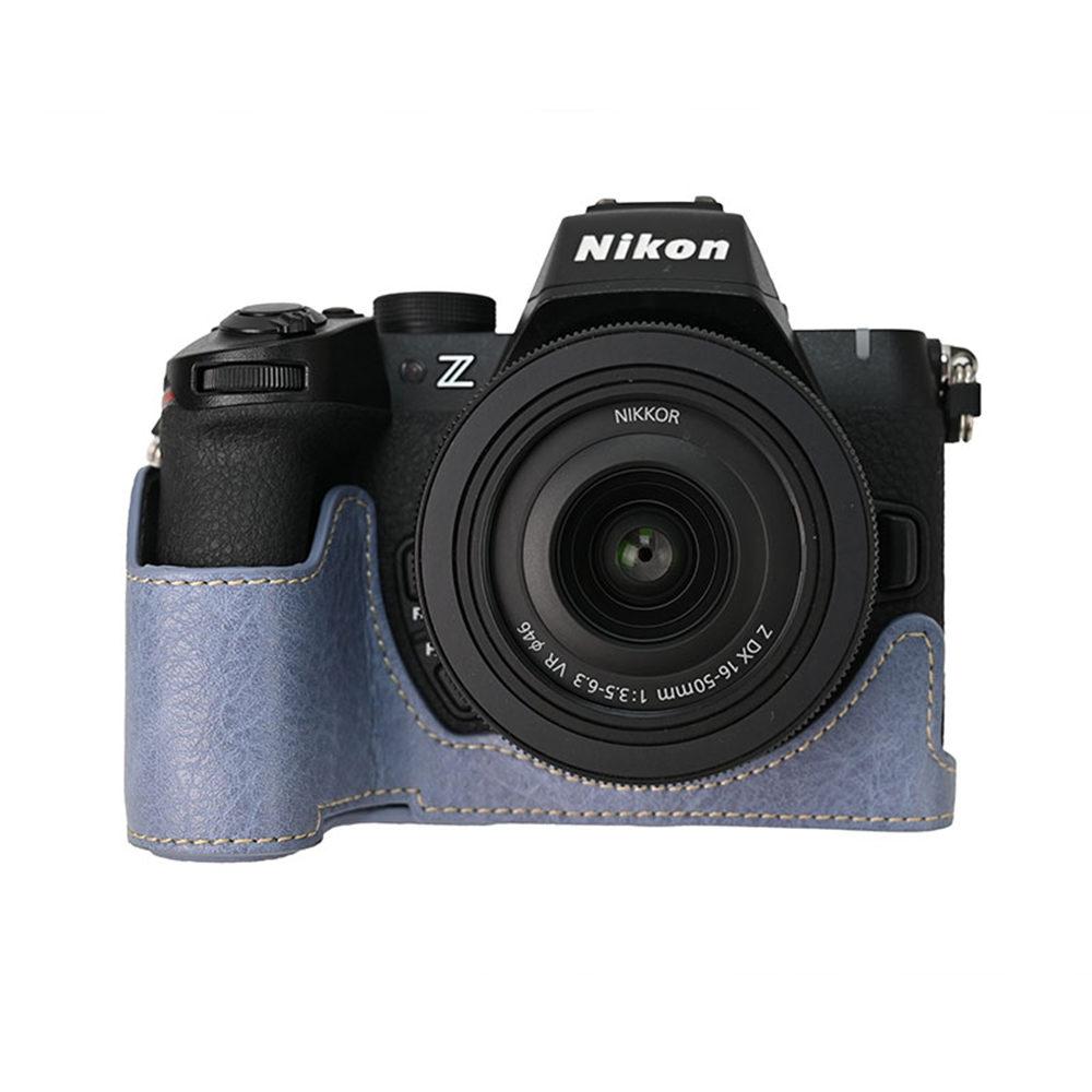 Für Nikon Z50II Hülle, Litschi-Muster PU-Leder Kamera Halb-Körper Hülle Abdeckung Für Nikon Z50II Z50ii Mit Schultergurt