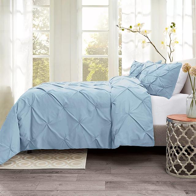 Aoyatex 3PC Pleated Quilt Cover Set Duvet Cover Bedding Set with Pillowcase Bed Cover Set