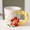 Unique Flower Design Decorative Ceramic Mug Cup for Coffee & Milk