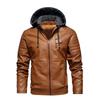 Winter Men's Thicken Fleece Lined PU Leather Jacket Motorcycle Casual Warm Biker Riding Coat Waterproof Windproof Outerwear For Cold Weather