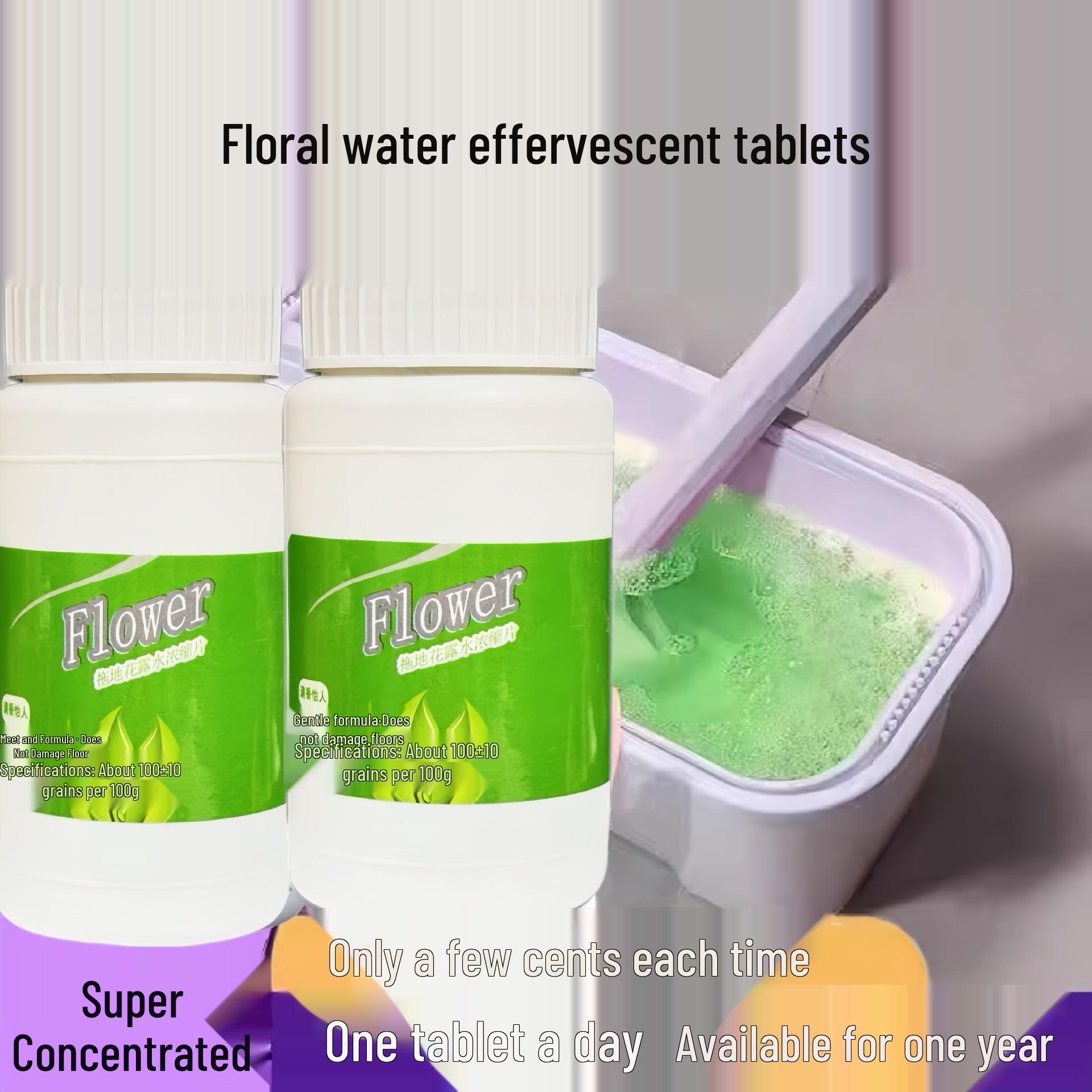 Floral Floor Cleaning Tablets: Antibacterial, Deodorizing, Marble & Tile Cleaner, Odor Removal.