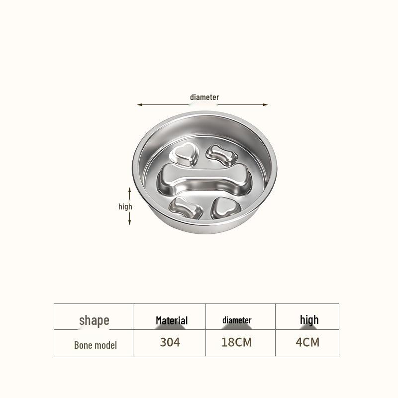 Stainless Steel Non-Slip Slow Feeder Bowl for Small Dogs and Cats