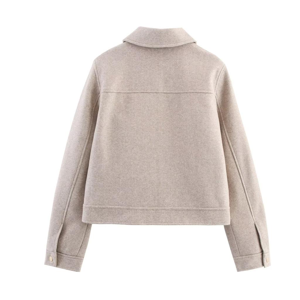 Women's Faux Suede Button Jacket Oversized Gathered Hem Short Length Coat Casual Vintage Outerwear With Pockets