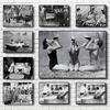 Funny Black and White Poster Tea Party In Surf Cabaret Dancers Canvas Painting Old Photo Wall Art Picture Living Room Home Decor