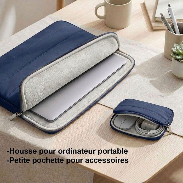 Housse Ordinateur Portable 14 Pouces Multi Espace pour MacBook Lenovo Surface Pro - Bleu Marine