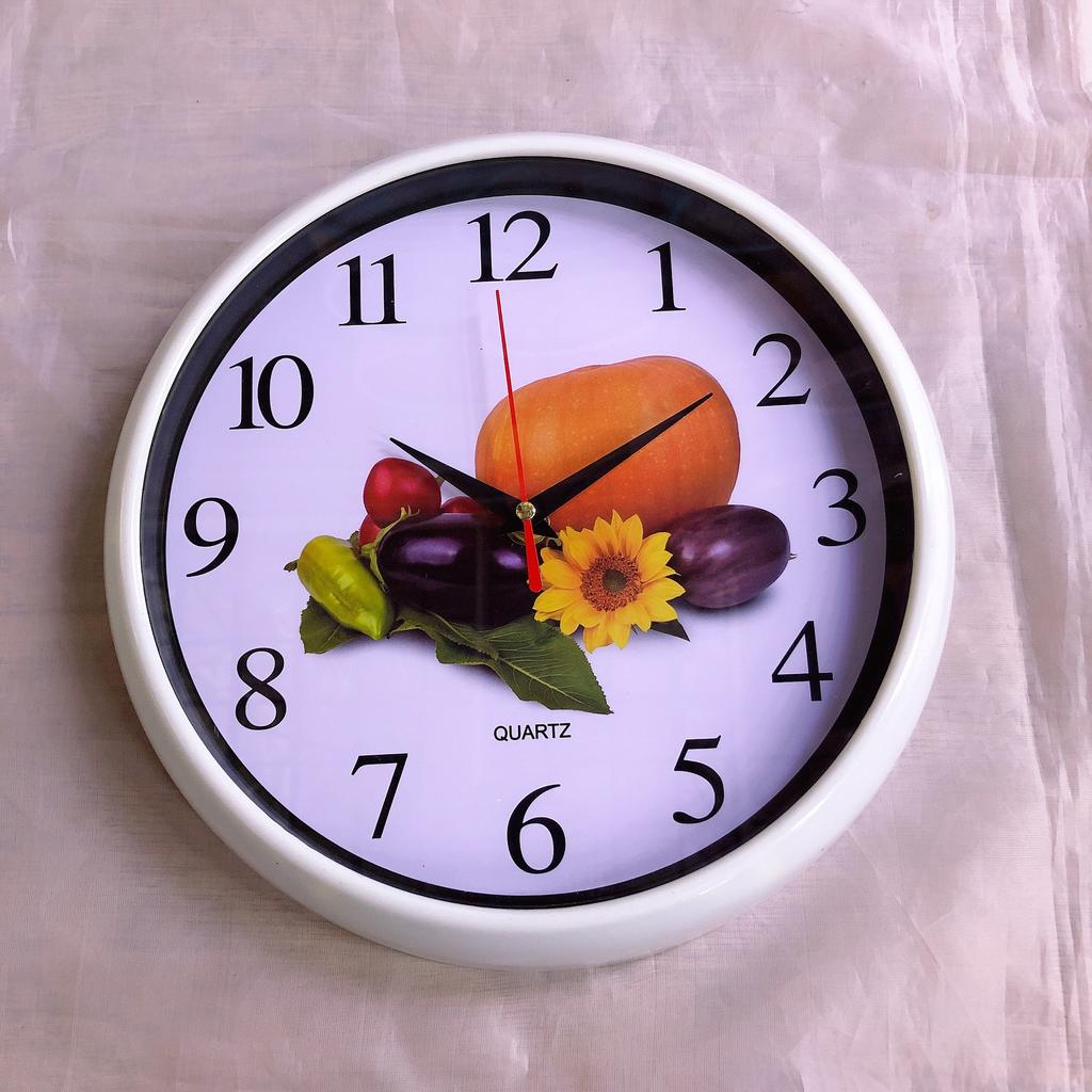 Wall clock household clock fruit cartoon digital simple round arc edge 26cm wall clock