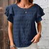 Damemote Uformelt sommer våren ensfarget trykk kortermet bluser og skjorter med o-hals