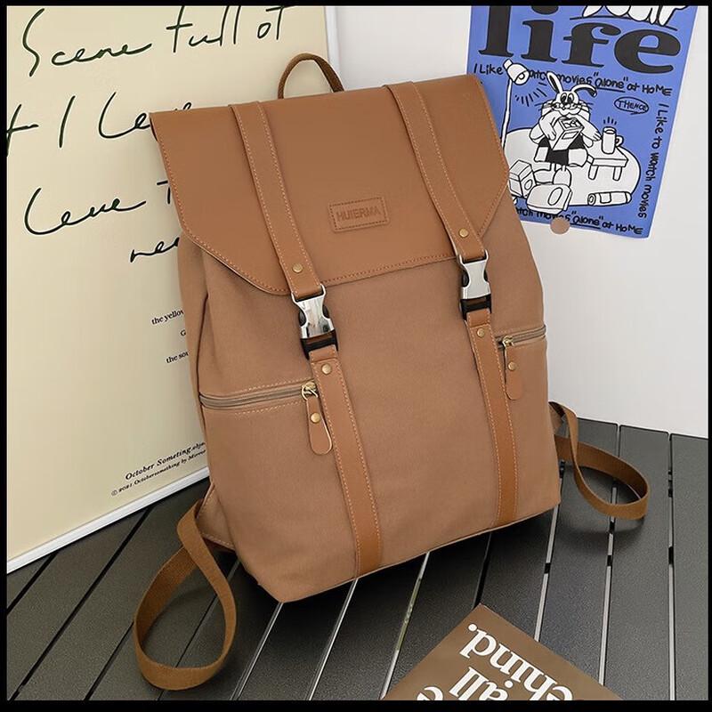 Li Shen Men s Retro Canvas Commuter Backpack One Size