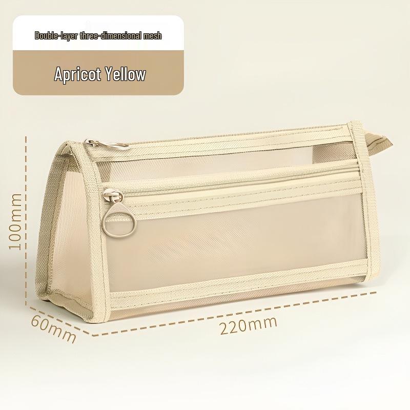 

Double-Layer Large Capacity Transparent Mesh Pencil Case for Students