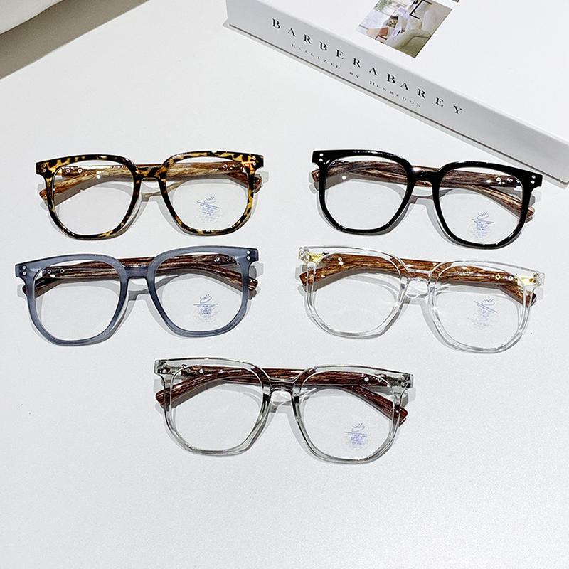 New Reading Glasses Anti Blue Light Women Eyeglasses Frame Fashionable Retro Large Frame Glasses Trendy Woodgrain Hd Presbyopia Glasses for Men