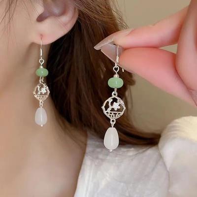 Chinese Style Premium Light Zircon Stone Drop Earrings for Women