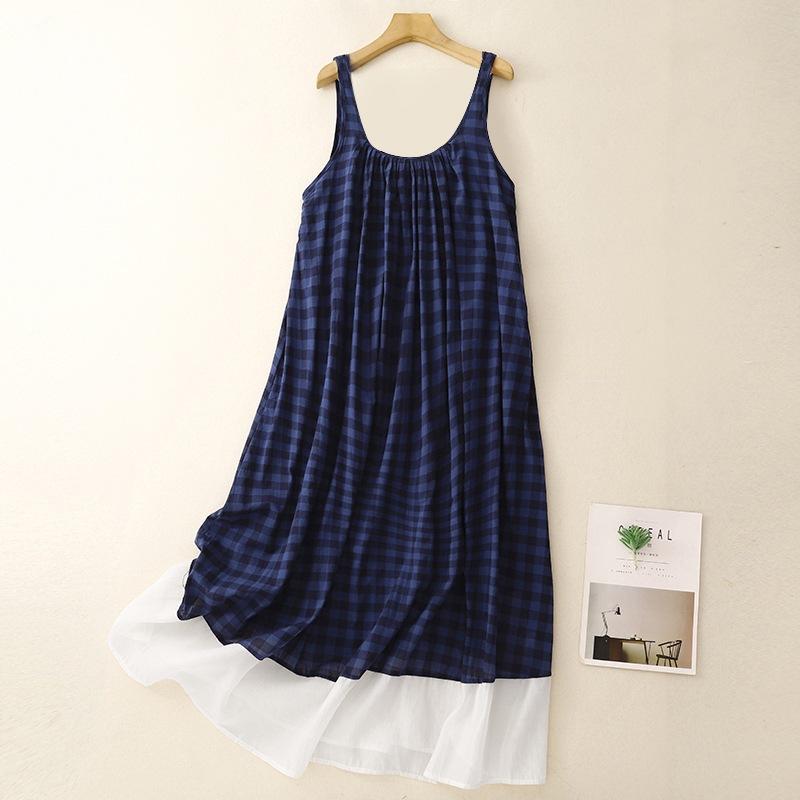 

Wind sleeveless dress women s summer new Mori retro small fresh holiday suspender vest long dress 2XL