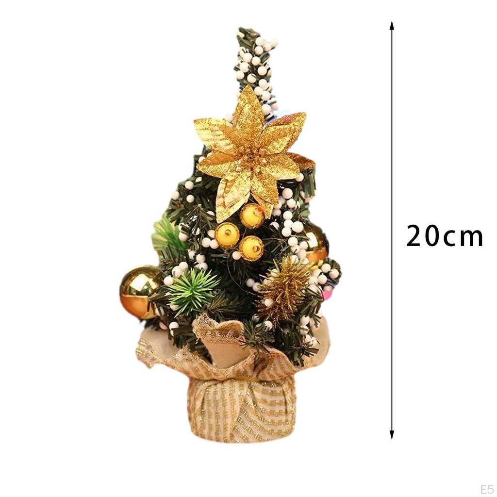 Desktop Christmas Tree with Base, Mini Artificial Decoration, Craft Miniature