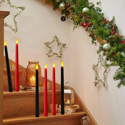 6pcs LED Flameless Taper Long Candle Lamp Battery Operated for Home Dinner Table Party Wedding Decoration (NOT Include Battery)