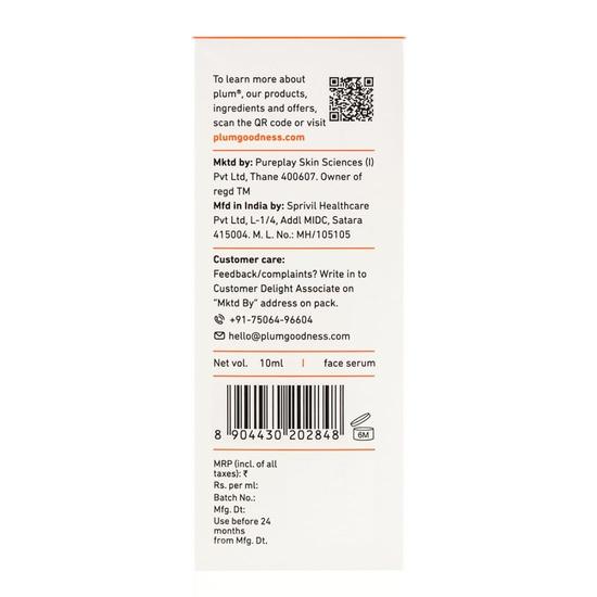 Plum 15% Vitamin C Face Serum with Mandarin | For Glowing Skin | Fragrance-Free | Suits All Skin Types | 3ml Mini