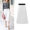 Women's Plus Size Chiffon Pleated A-Line Skirt - Summer Korean Style, High Waist, Medium to Long Length