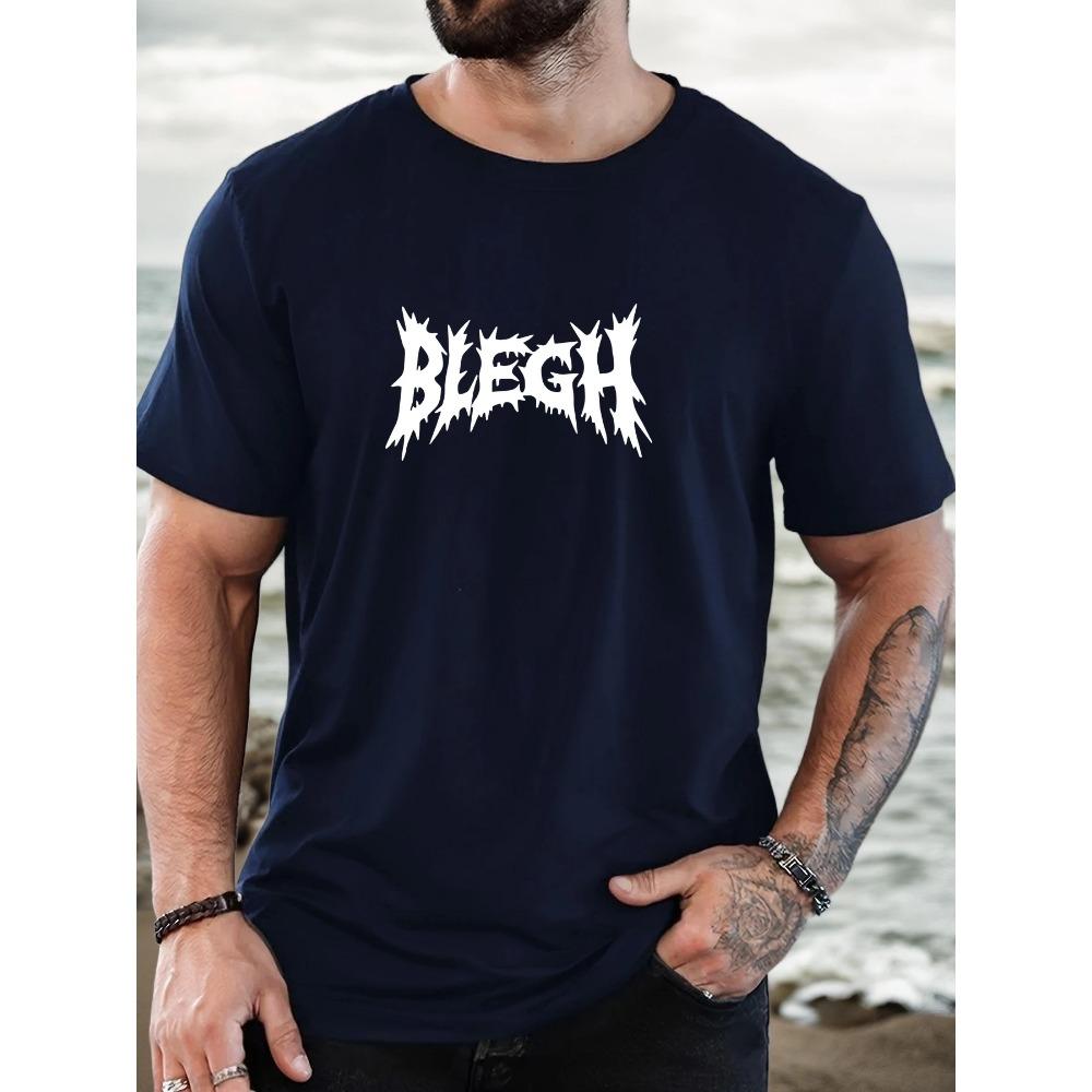 

Мужская летняя повседневная футболка с коротким рукавом и круглым вырезом с принтом BLEGH XXXL