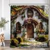 Modern Garden Landscape Shower Curtain Flower Plant Courtyard Bathroom Decoration Polyester Fabric Bathtub Shower Curtain