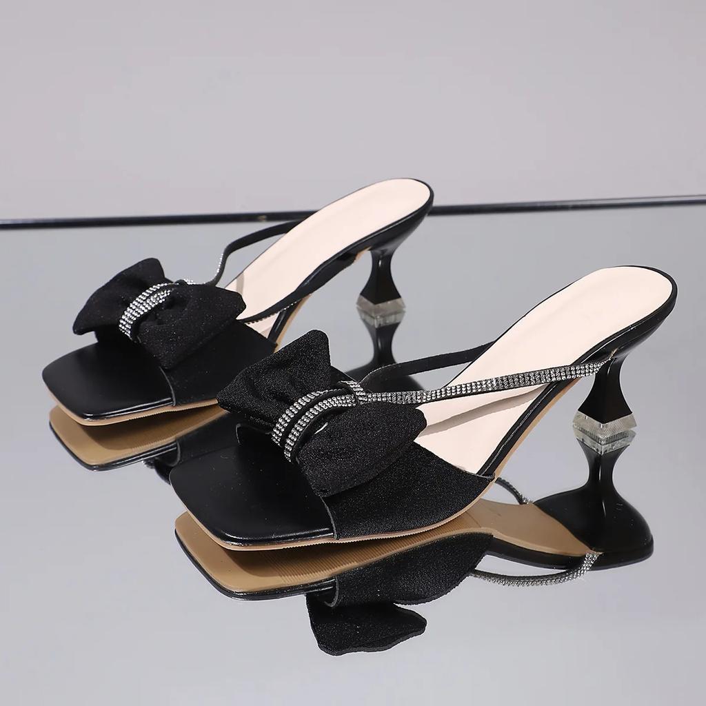 Elegant Ladies Crystal Strap High Heels Sandals Women Summer  Bowtie Party Wedding Shoes Woman Big Size Gladiator Shoes