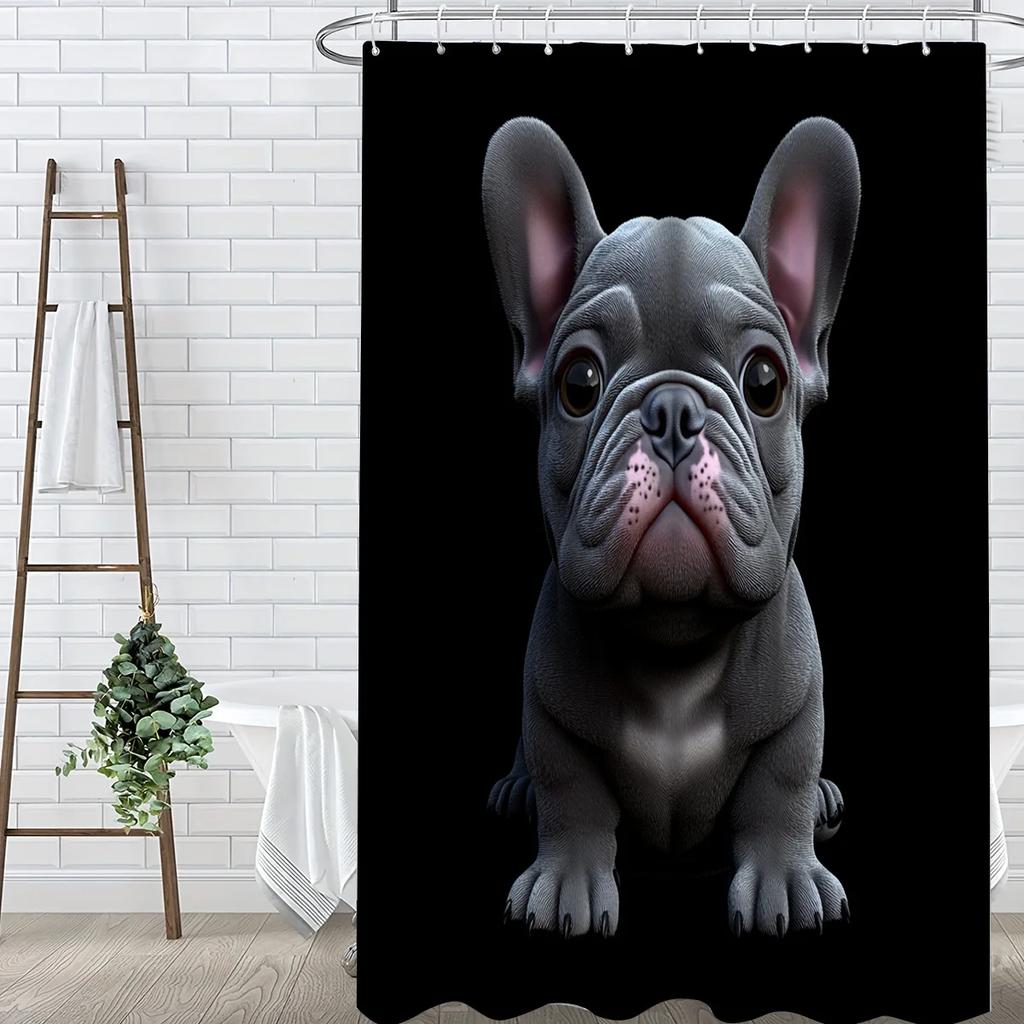 Cute French Bulldog Dog Shower Curtain Waterproof Bathroom Decor Funny Pet Lover Gift Idea