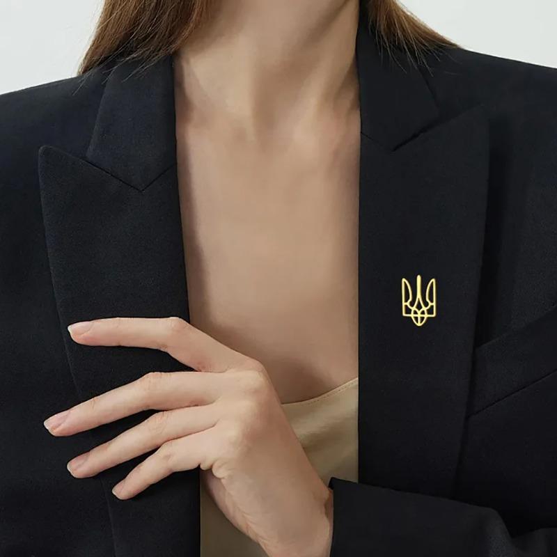 Modna broszka z godłem narodowym Ukrainy, materiał stal nierdzewna 304, kolor srebrny/złoty, dla mężczyzn i kobiet, przypinka do klapy garnituru, klasyczna