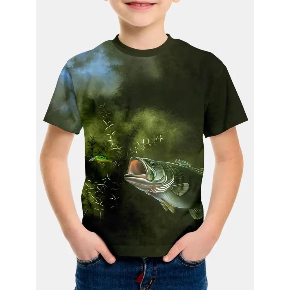 Summer Children's Short Sleeved T-shirt Fashionable Colorful Cartoon Animals 3d Printing Soft Comfortable Breathable Round Neck T-shirt