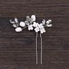 U Shape Hairpin for Women White Flower Decor Handmade Alloy Hairpin for Women Long & Thick Hair