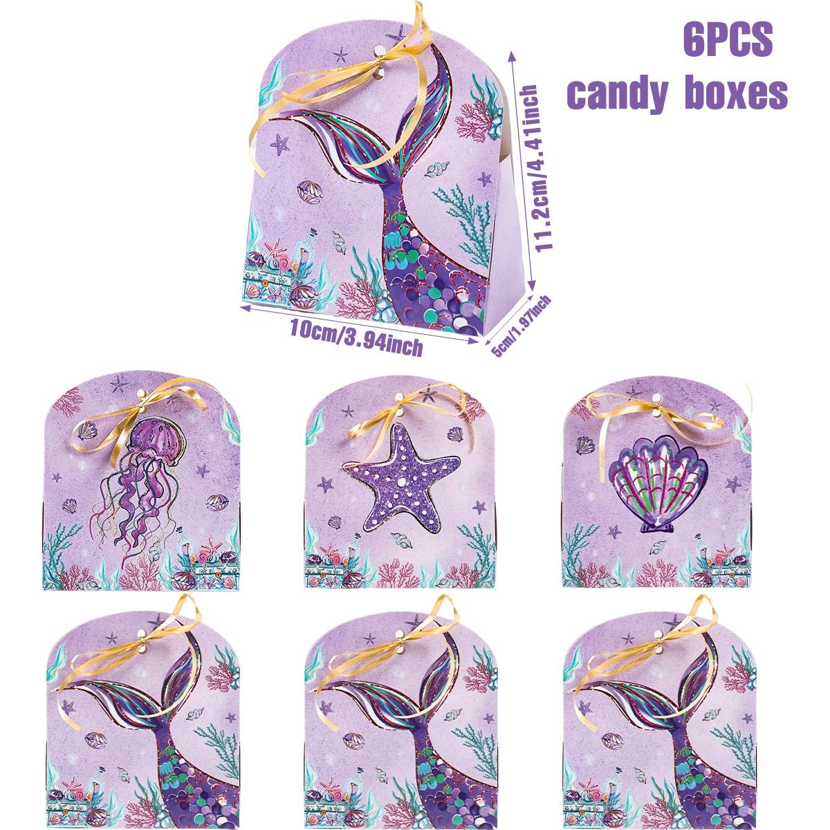 

6pcs Mermaid Tail Candy Box With Silk Ribbon Marine Happy Birthday Party Decor Mermaid Party Birthday Baby Shower Party Supplies As picture