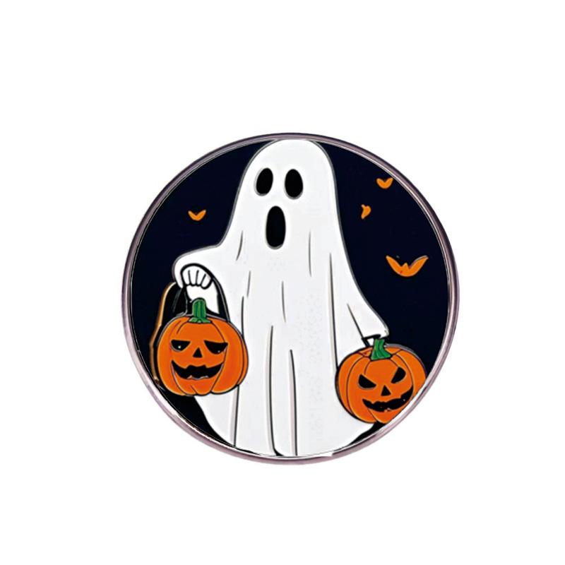 Halloween Cute Grim Reaper Pumpkin Head Brooch - Cartoon Scythe Metal Badge Accessories